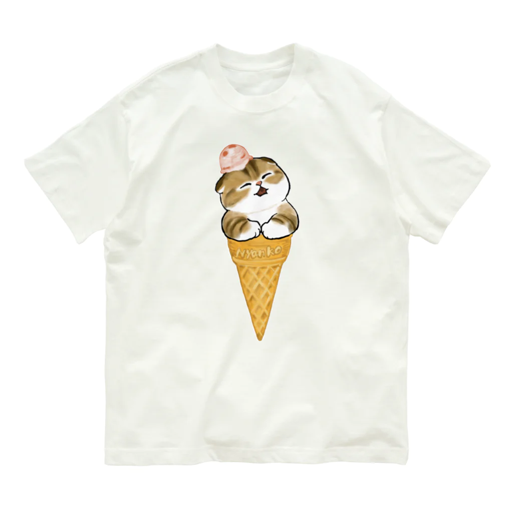 mofusandのアイスにゃん オーガニックコットンTシャツ