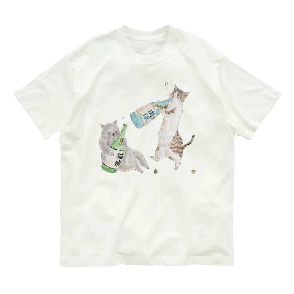 トコロコムギのべろべろにゃんこ オーガニックコットンTシャツ