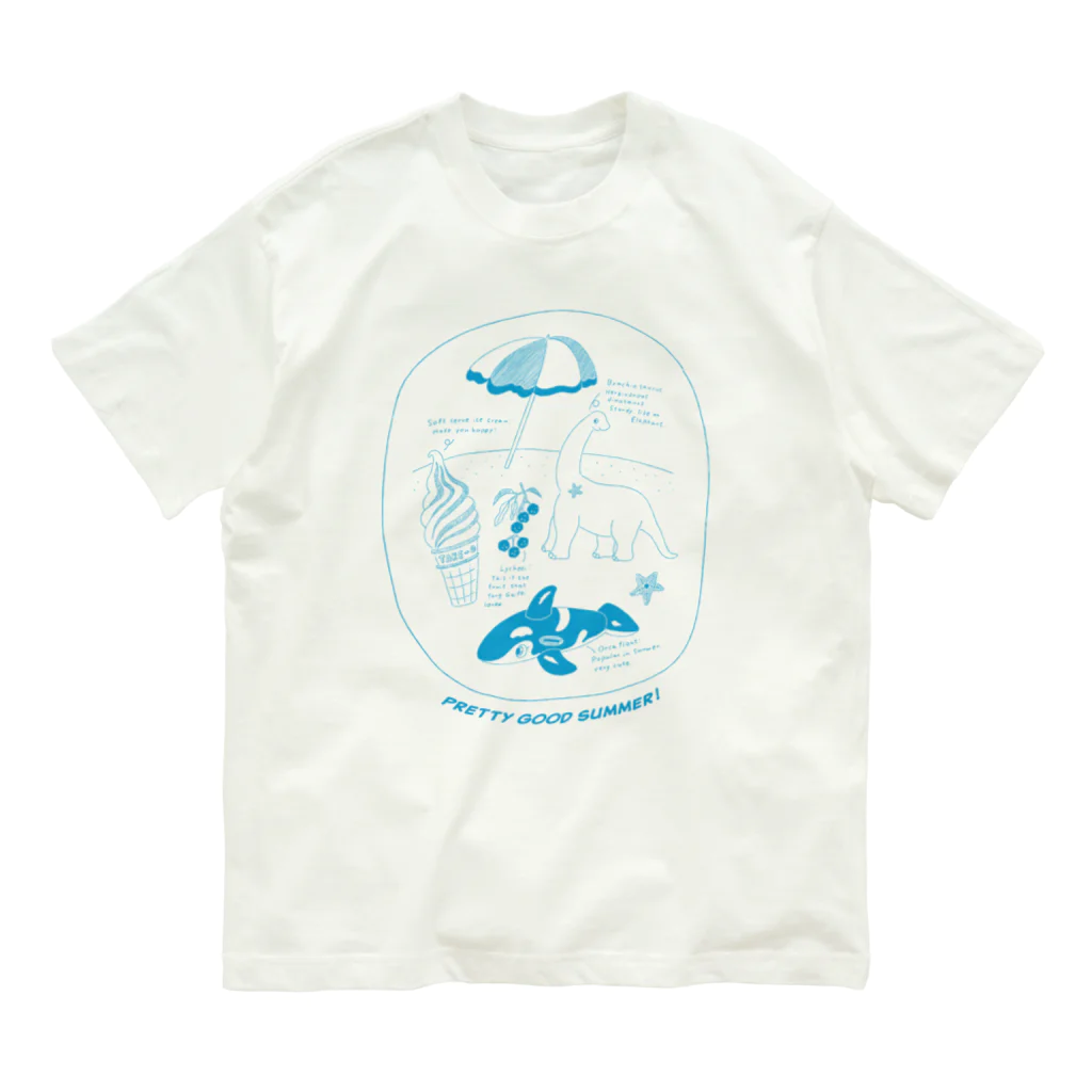 Futakawa Mayuのグッズショップの夏図鑑シリーズ　恐竜　カラー オーガニックコットンTシャツ