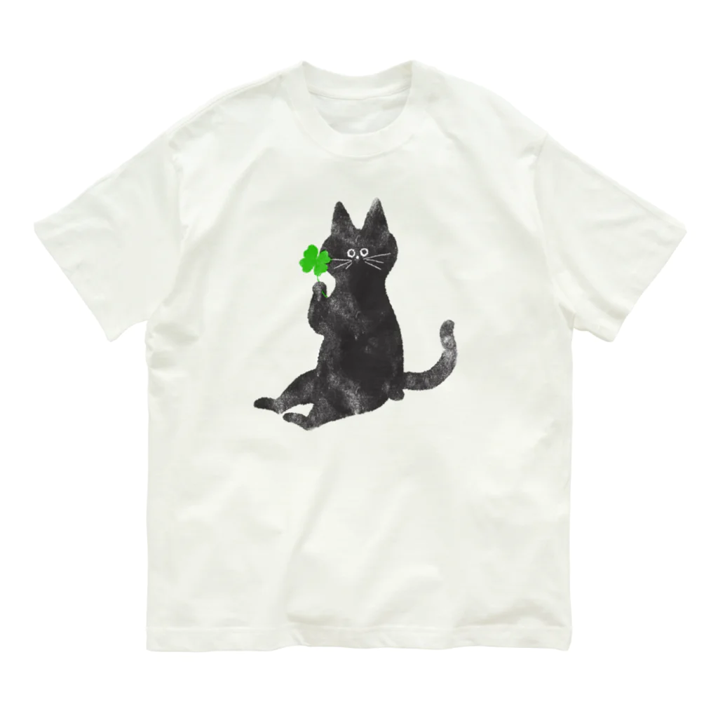 asako-shopの四葉のクローバーとねこ🍀 オーガニックコットンTシャツ