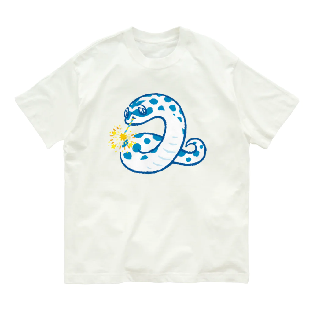 おにぎり屋のヘビ花火シシバナ(ブルーver) オーガニックコットンTシャツ