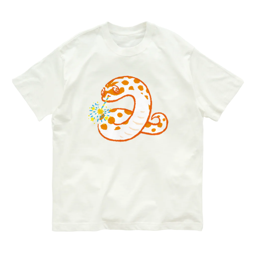 おにぎり屋のヘビ花火シシバナ（オレンジver） オーガニックコットンTシャツ