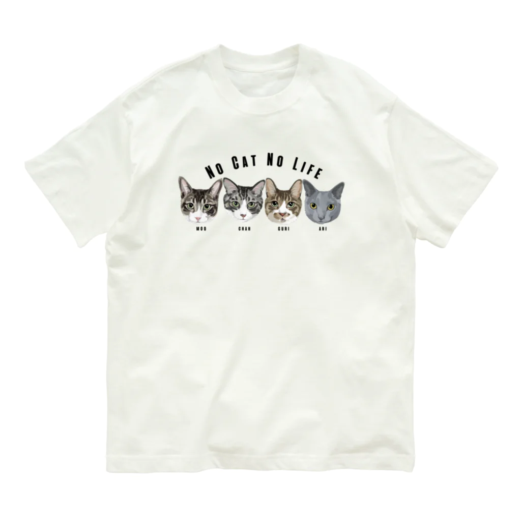 みきぞーん｜保護猫 ミッキー画伯と肉球とおともだちのmoo& chah & guri & ari  オーガニックコットンTシャツ
