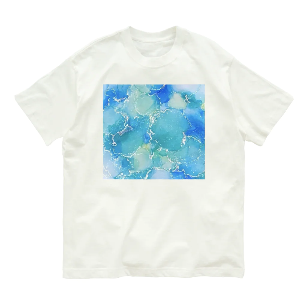 葉月あさこ(風椋)＠癒しの書【公式】のインクアート ブルー系 オーガニックコットンTシャツ