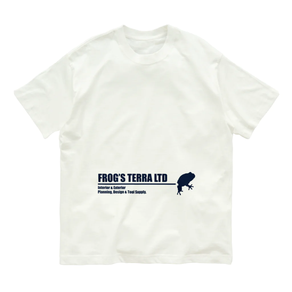 FROG'S TERRA LTDのシルエット　ロゴ　ディープシーブルー オーガニックコットンTシャツ