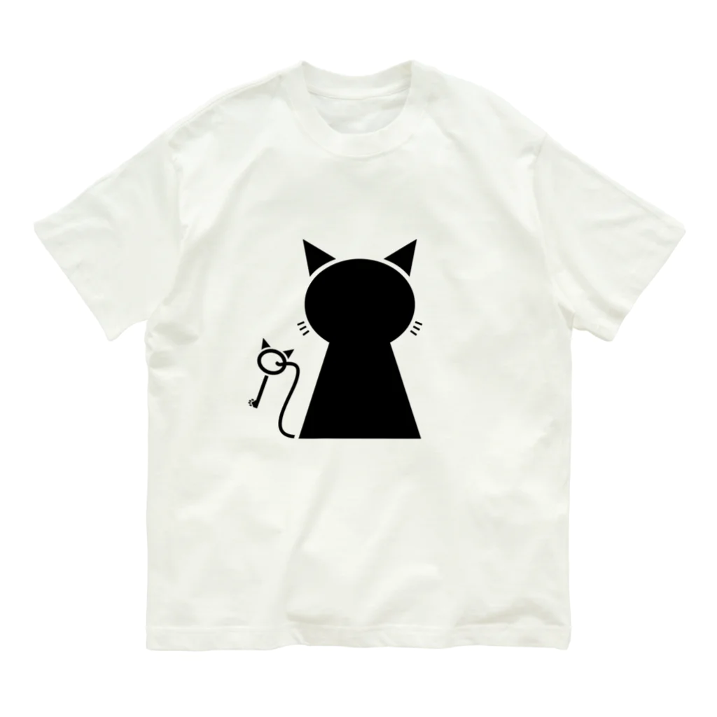 無水屋の鍵穴っぽい猫 (黒猫) オーガニックコットンTシャツ