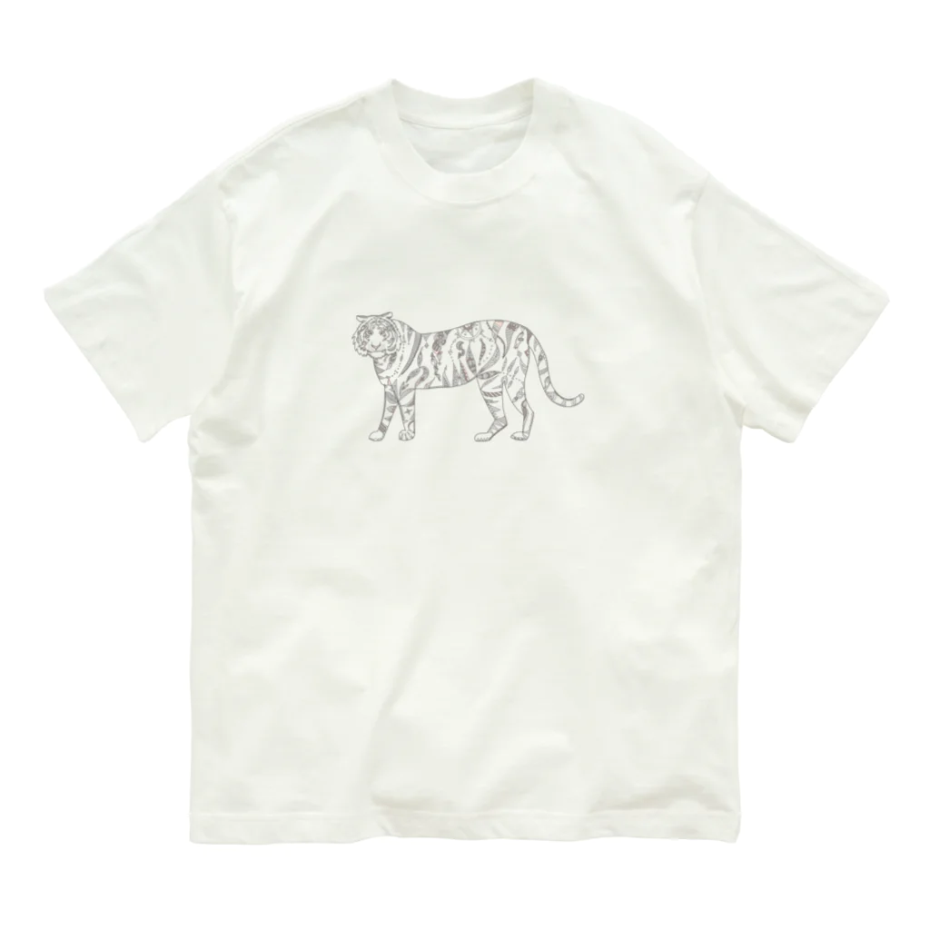 模様動物(鈴木りさむーん)の模様動物とら_usu オーガニックコットンTシャツ