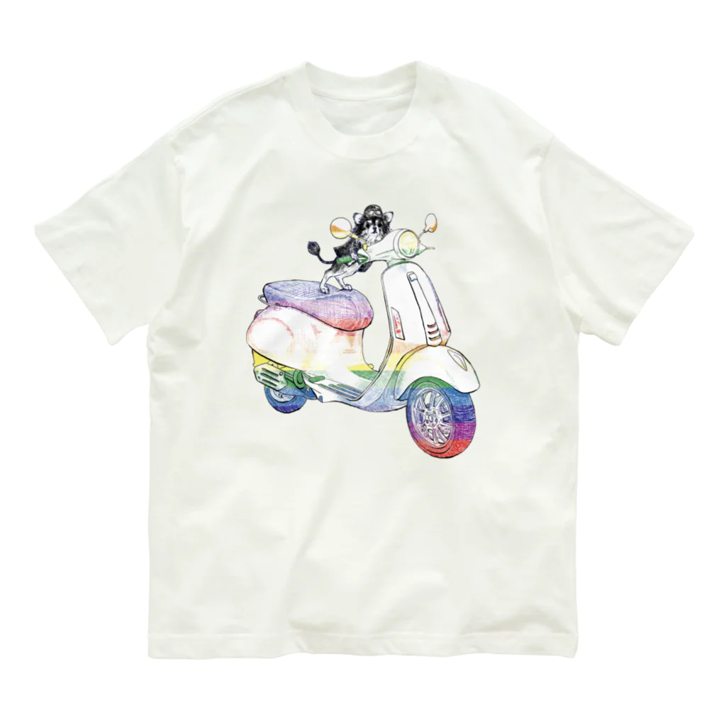 N谷スタジオのチワワのすっちゃんバイクに乗る〜レインボーバージョン〜 Organic Cotton T-Shirt