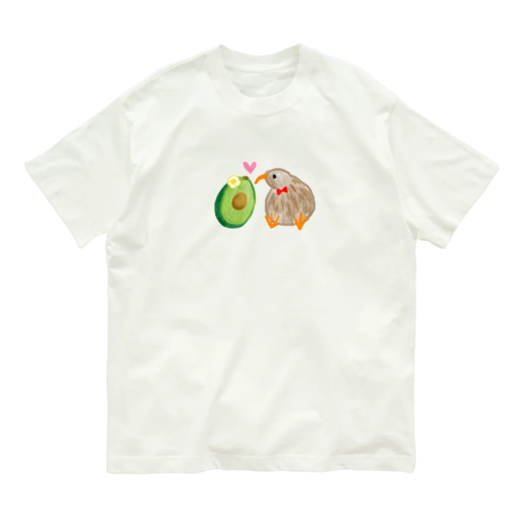 すきぴこのキウイアボカド オーガニックコットンTシャツ