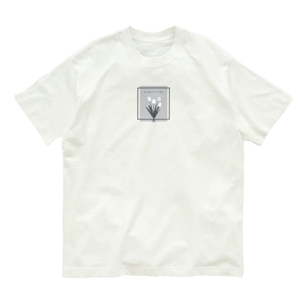 rilybiiのgrayish color × white × charcoal ×  tulip bouquet オーガニックコットンTシャツ