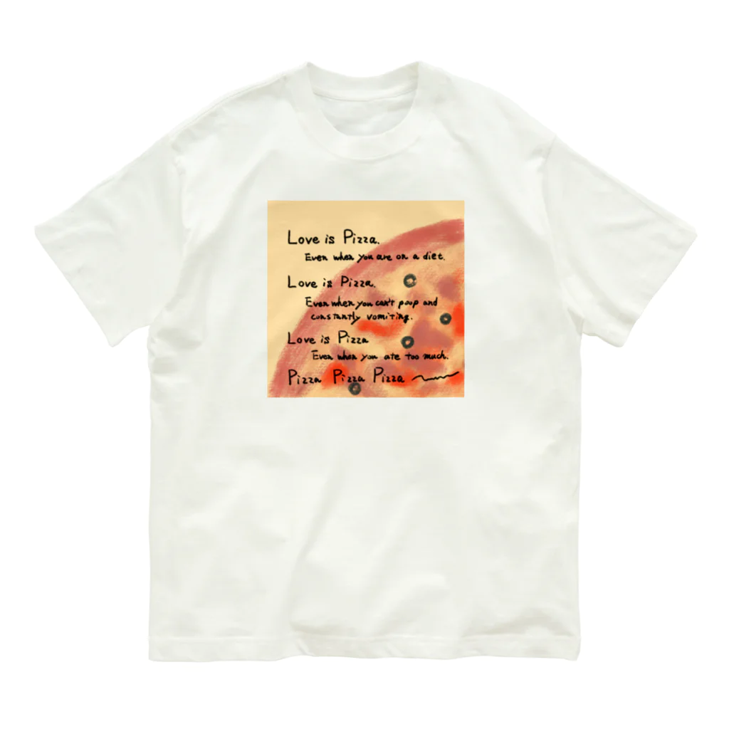 callmegemaのLove is pizza オーガニックコットンTシャツ