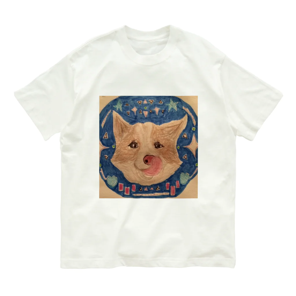 夏休みの犬のまめちゃん オーガニックコットンTシャツ