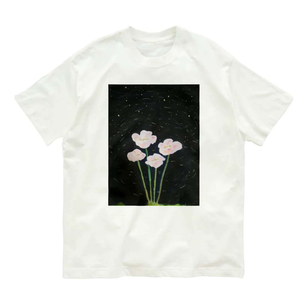 夏休みの夜のお花ちゃん オーガニックコットンTシャツ