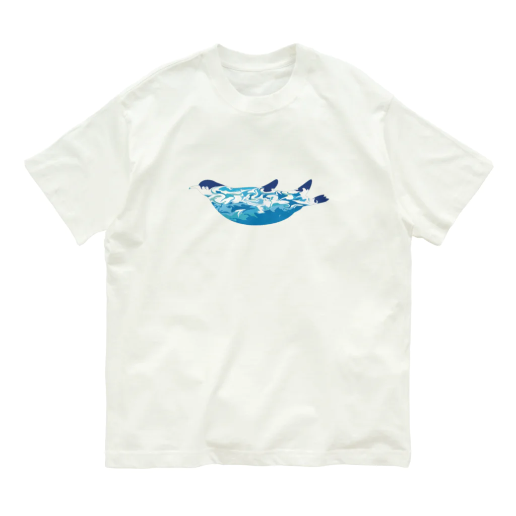 ヒロシオーバーダイブのペンギン、夏の海を泳ぐ。 オーガニックコットンTシャツ