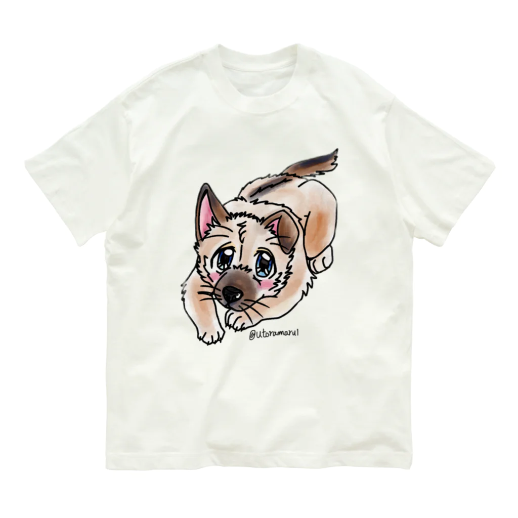 宇寅。の泥棒フェイスの子犬 Organic Cotton T-Shirt