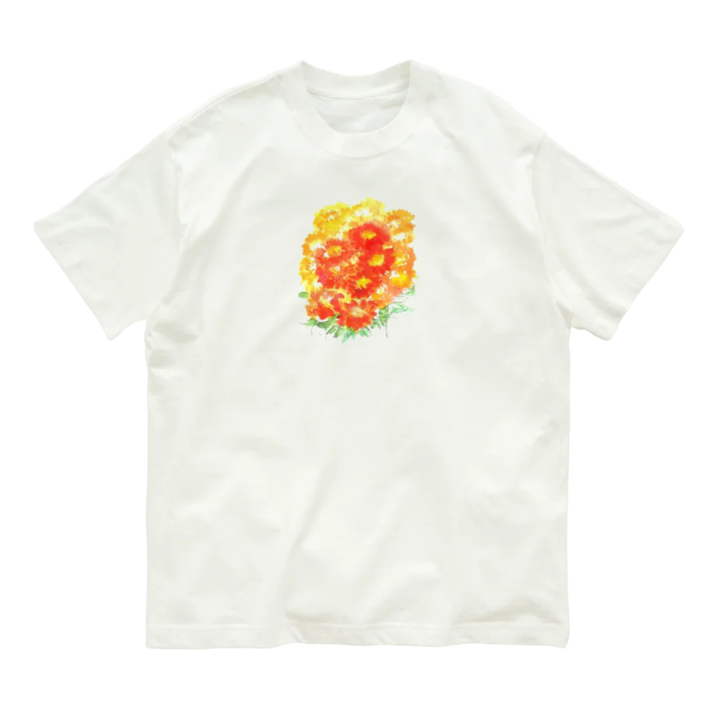 SUZURI.KEY-CHANの7月17日の誕生日花は「百日草」です！ Organic Cotton T-Shirt