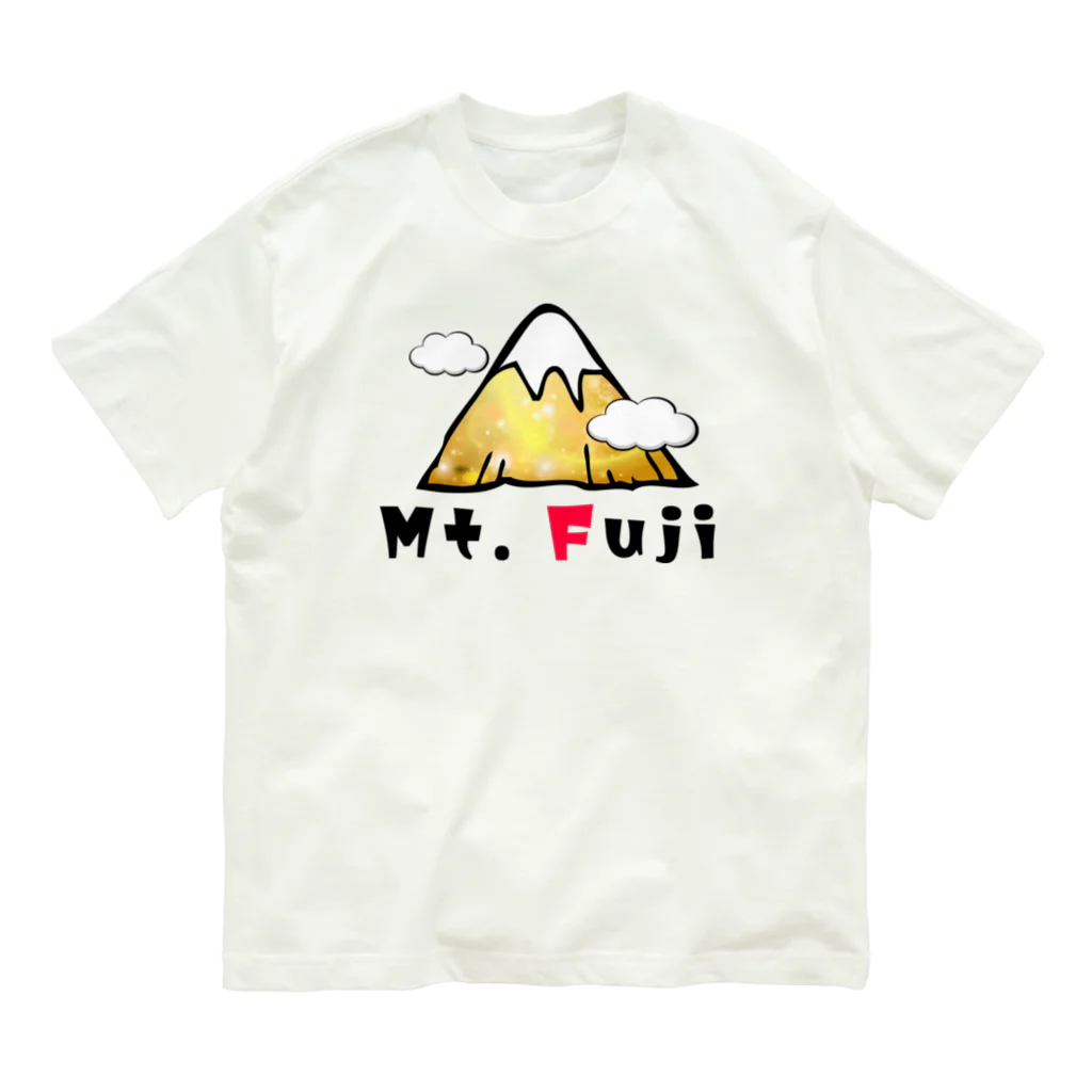 レアレアコクアのいいことありそう! 金運シリーズ　(富士山　Mt.Fuji) オーガニックコットンTシャツ