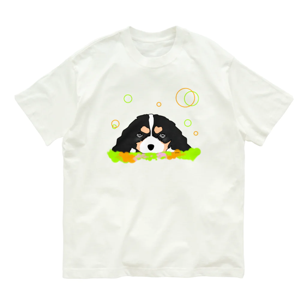 greetenのキャバリアトライカラー癒し犬 Organic Cotton T-Shirt