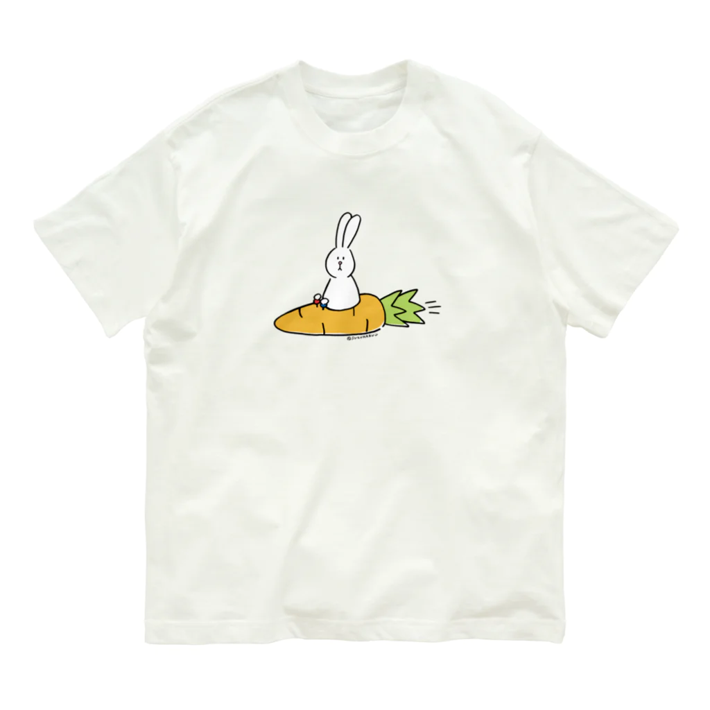 suzuharu_no_goodsのうささん(にんじんジェット) オーガニックコットンTシャツ