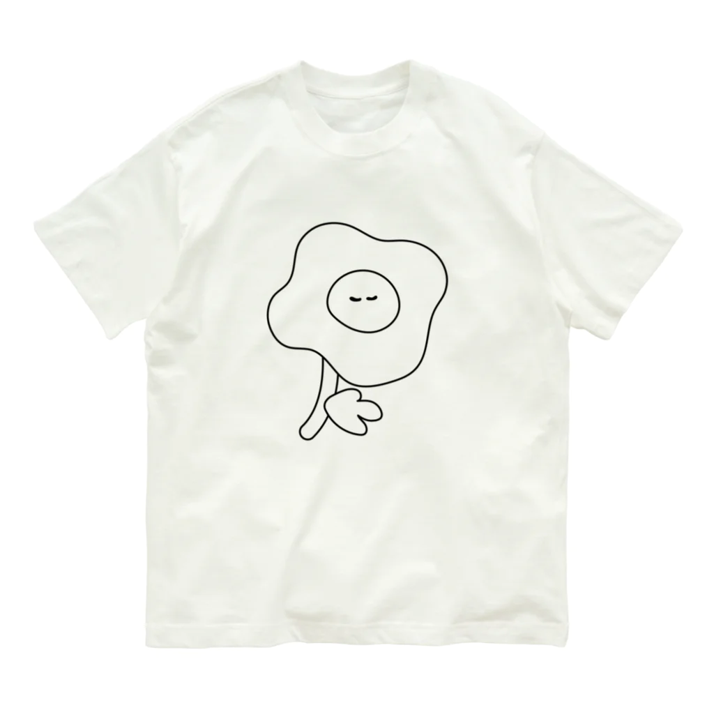 おばけ植物園の真夜中のポピー（ライン） オーガニックコットンTシャツ