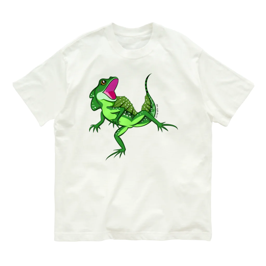 もむのふの爬虫類グッズやさんの水辺の忍者グリーンバシリスク Organic Cotton T-Shirt