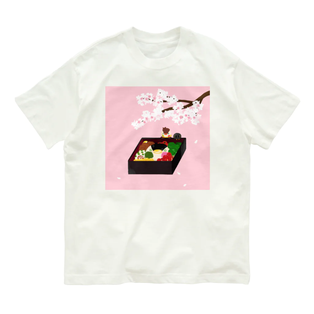 月見里 雀 -yamanashi suzume-のお花見雀 オーガニックコットンTシャツ