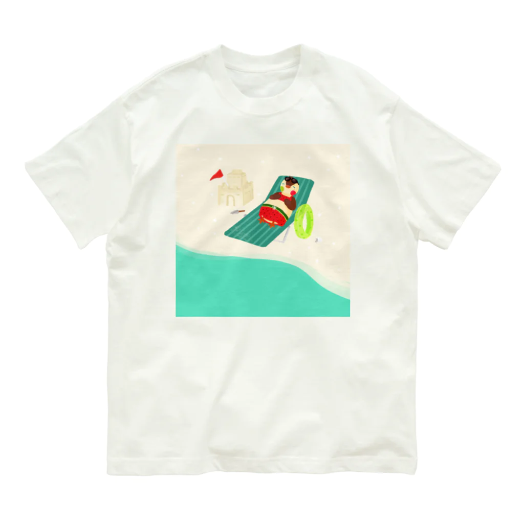 月見里 雀 -yamanashi suzume-のさまーばけーしょん中の雀 Organic Cotton T-Shirt
