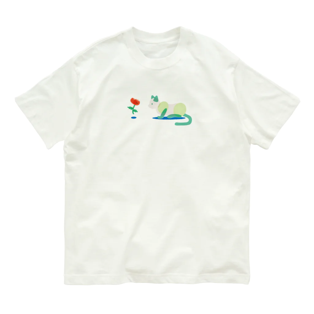 おばけ植物園のポピーとねこ Organic Cotton T-Shirt