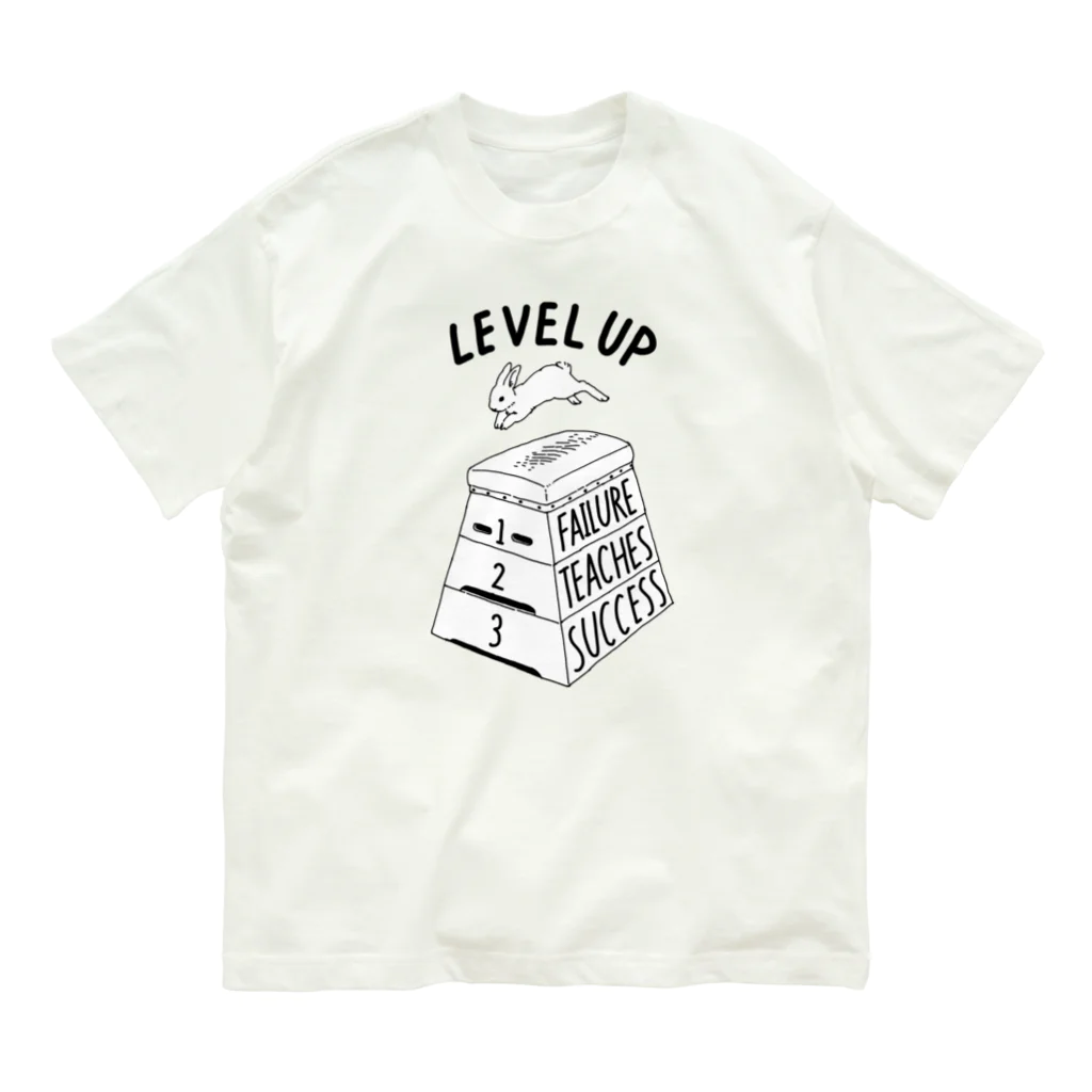 ねこぜもんのLEVEL UP FTS くろいロゴ オーガニックコットンTシャツ