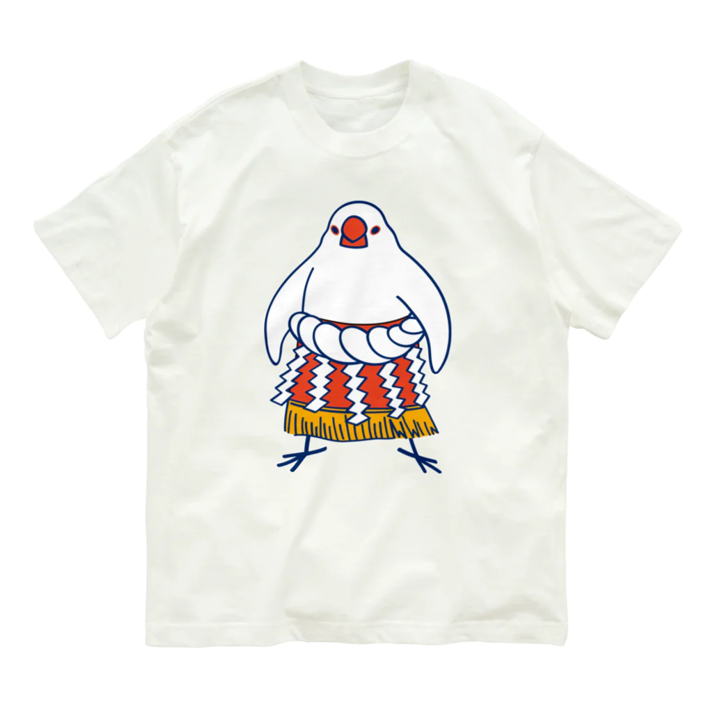 もしもしこちら文鳥のすもう文鳥よこづな　青ライン Organic Cotton T-Shirt