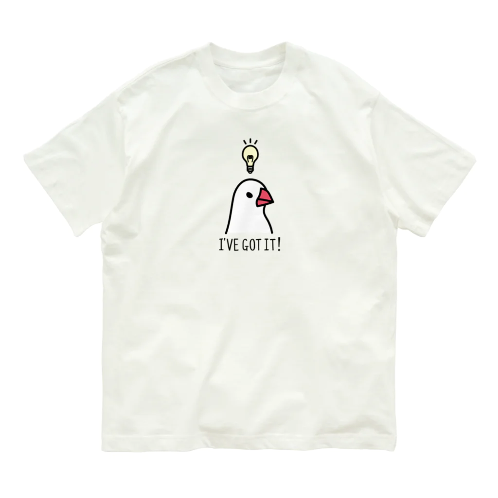 もしもしこちら文鳥のひらめき文鳥 オーガニックコットンTシャツ