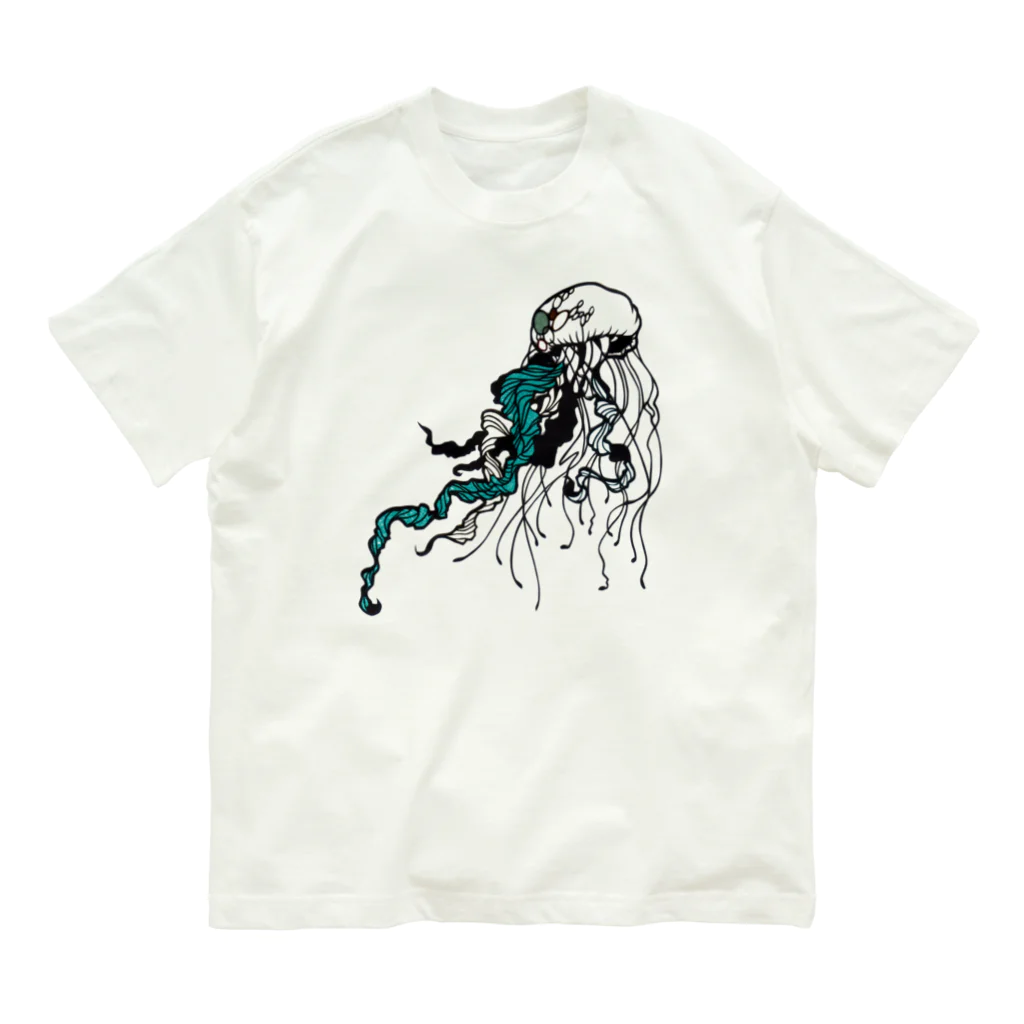 切り絵草太の漂うクラゲ オーガニックコットンTシャツ