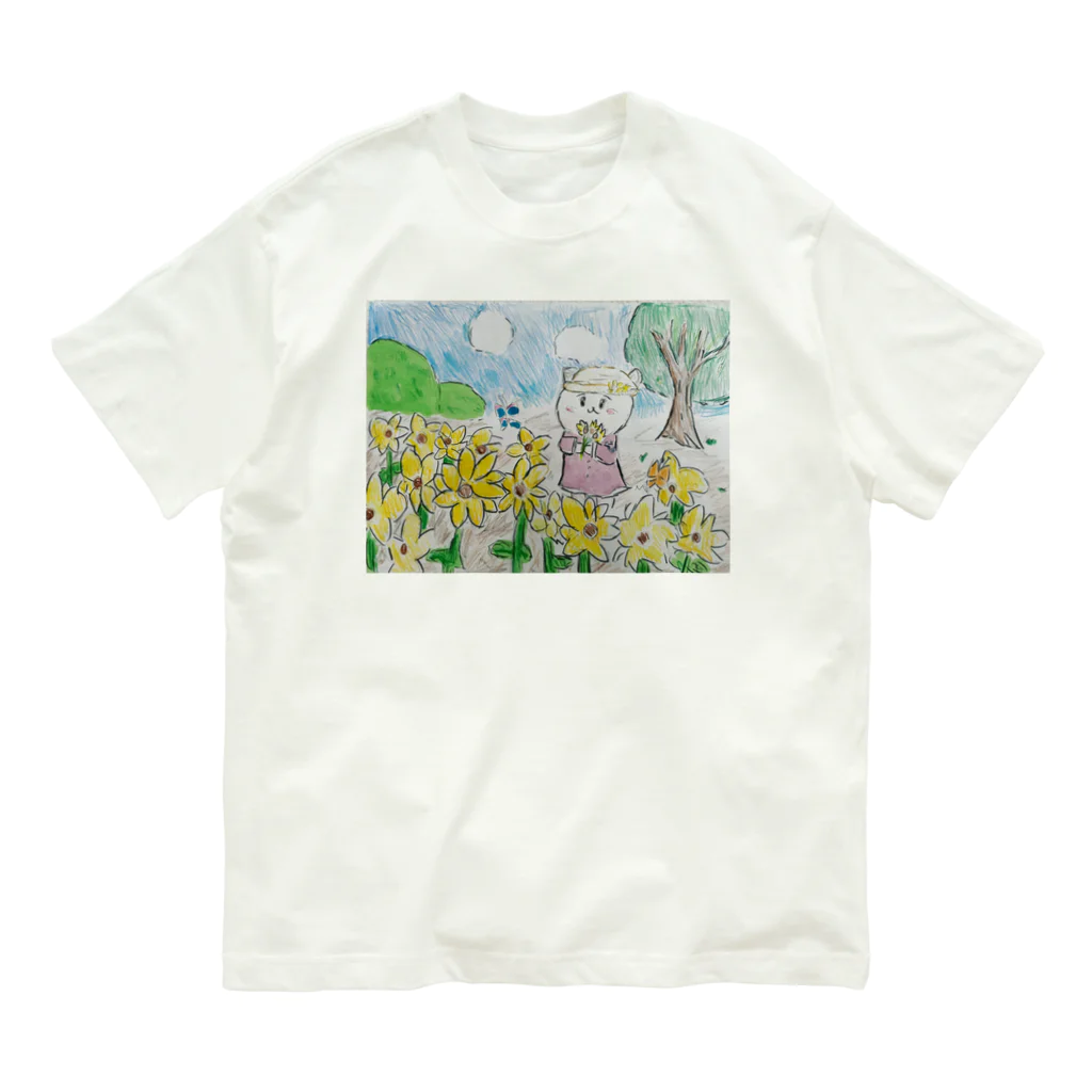 かのパピのお花畑とわたし オーガニックコットンTシャツ