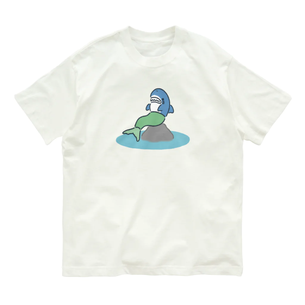 サメ わりとおもいの半魚サメ オーガニックコットンTシャツ