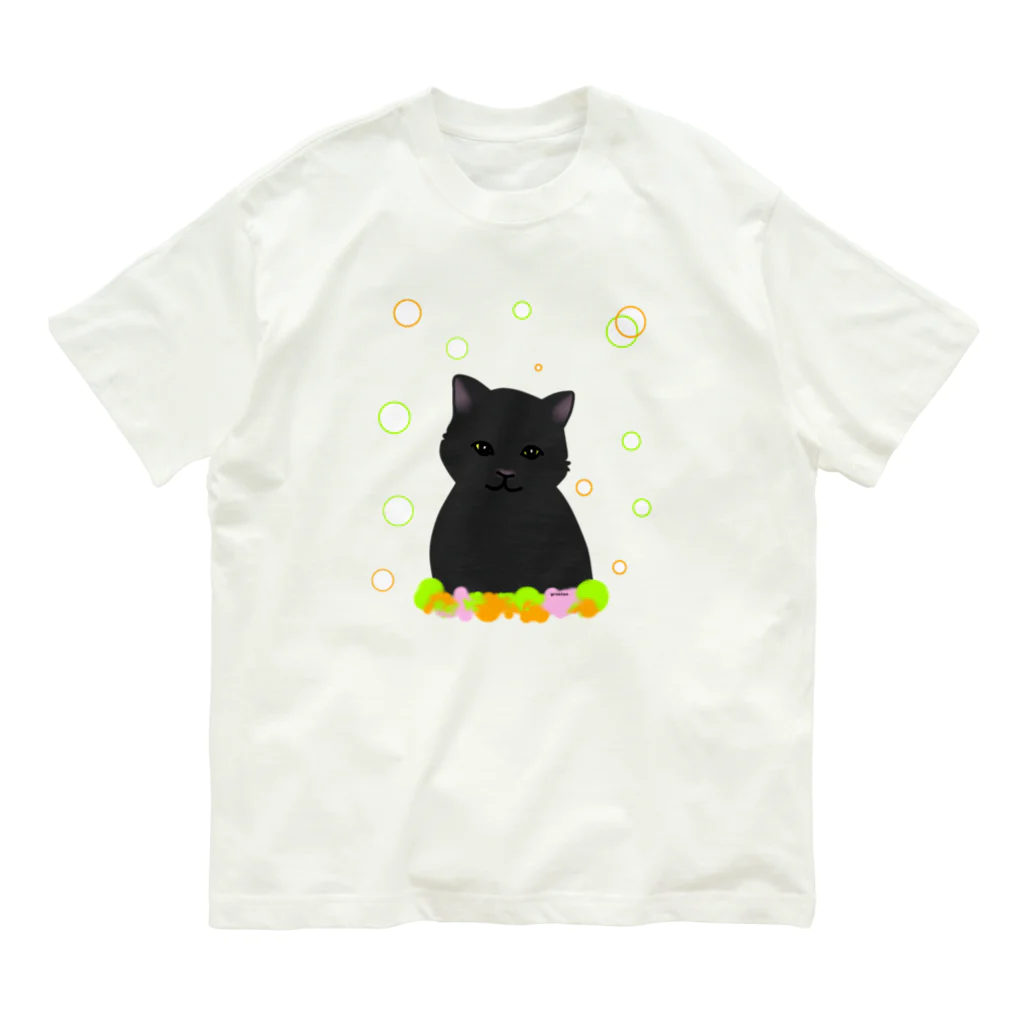 greetenの癒し猫 黒猫 Organic Cotton T-Shirt