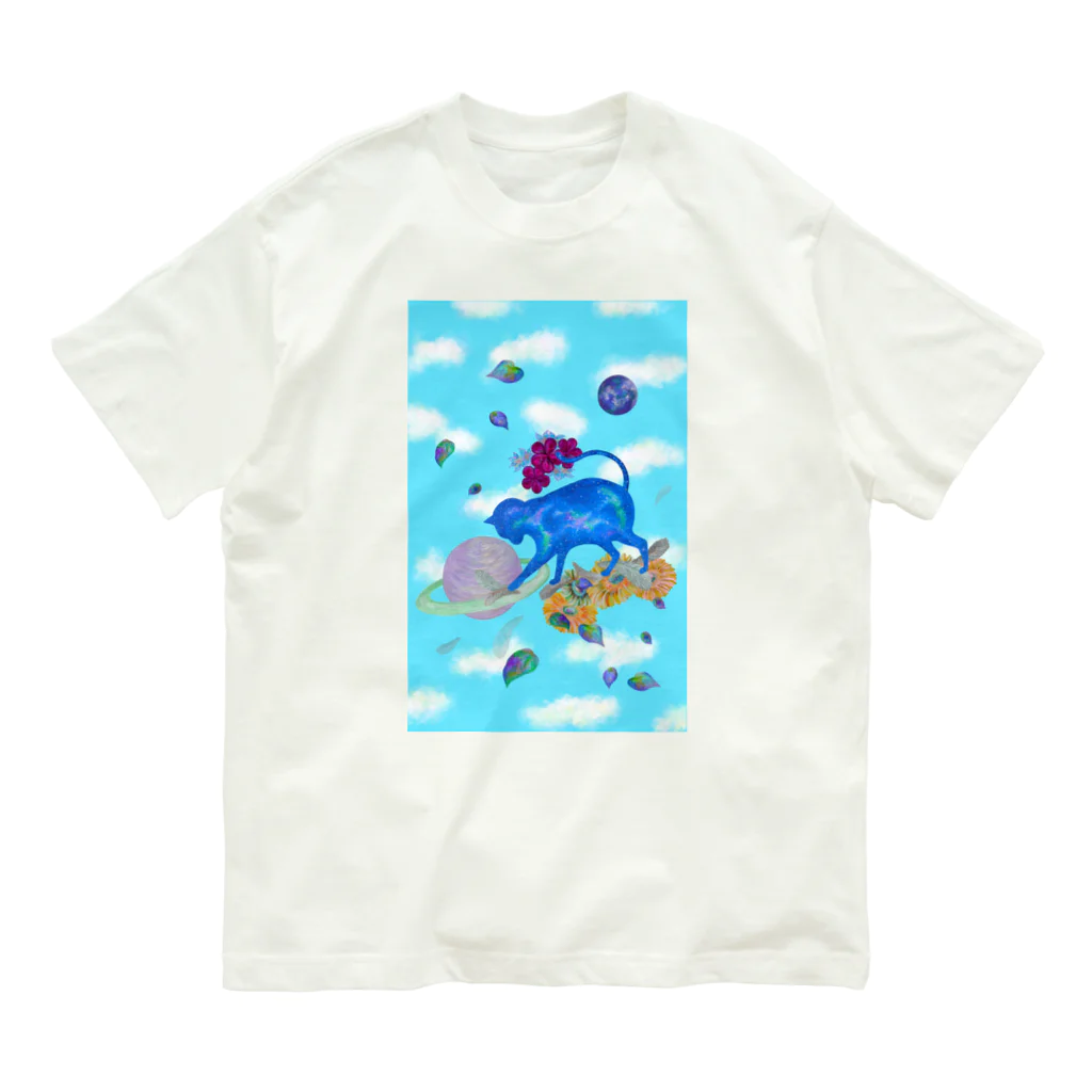 char pottery の宇宙ねこ Organic Cotton T-Shirt