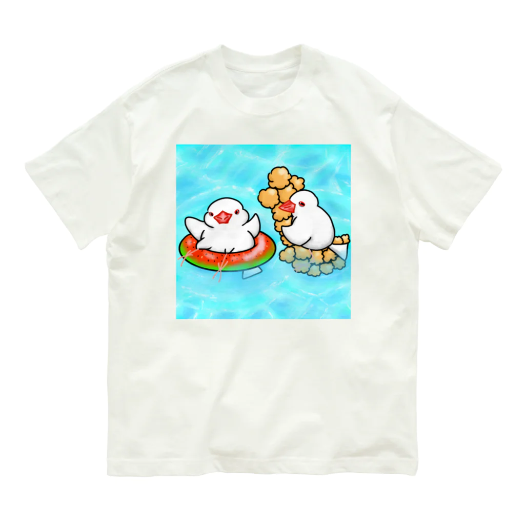 Lily bird（リリーバード）のぷかぷか水遊び文鳥ず オーガニックコットンTシャツ