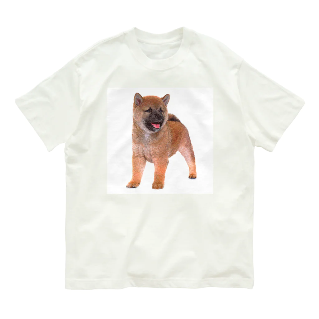 【CPPAS】Custom Pet Portrait Art Studioの可愛すぎる柴犬の子犬 Organic Cotton T-Shirt