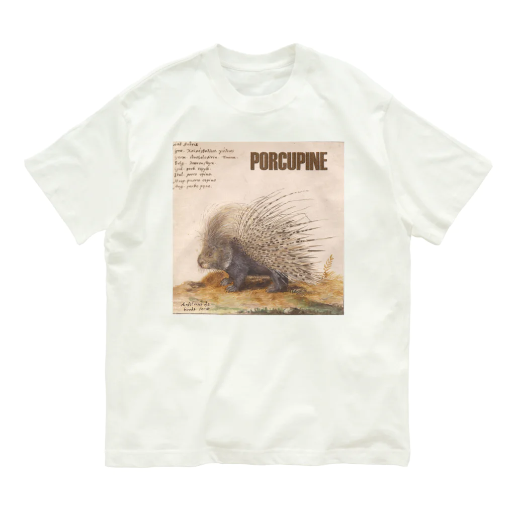 PALA's SHOP　cool、シュール、古風、和風、のPORCUPINE　ヤマアラシ オーガニックコットンTシャツ