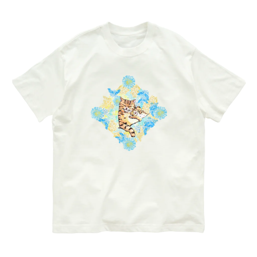 猫竹（nekotake)の花の中にキジトラ猫たち Organic Cotton T-Shirt