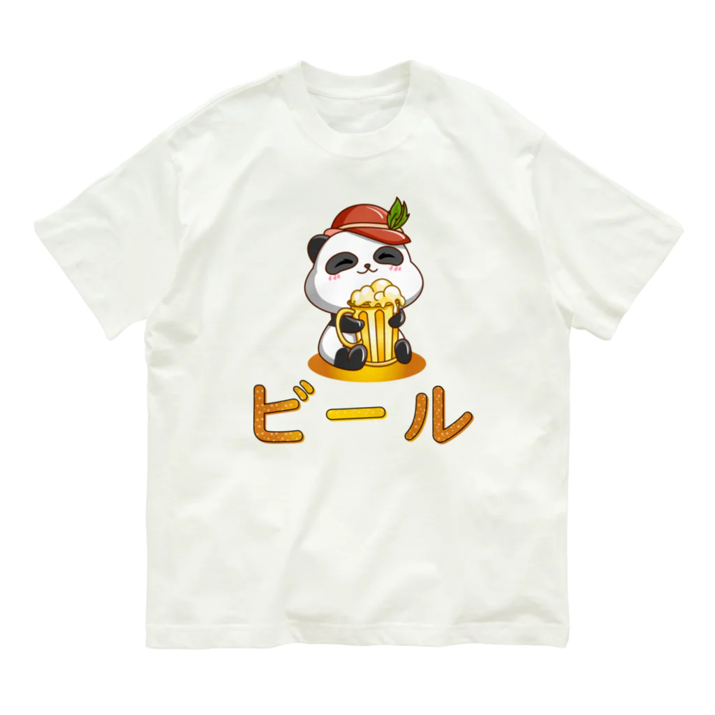 kawaiitopsの Cute Panda Drinking Beer Octoberfest オーガニックコットンTシャツ