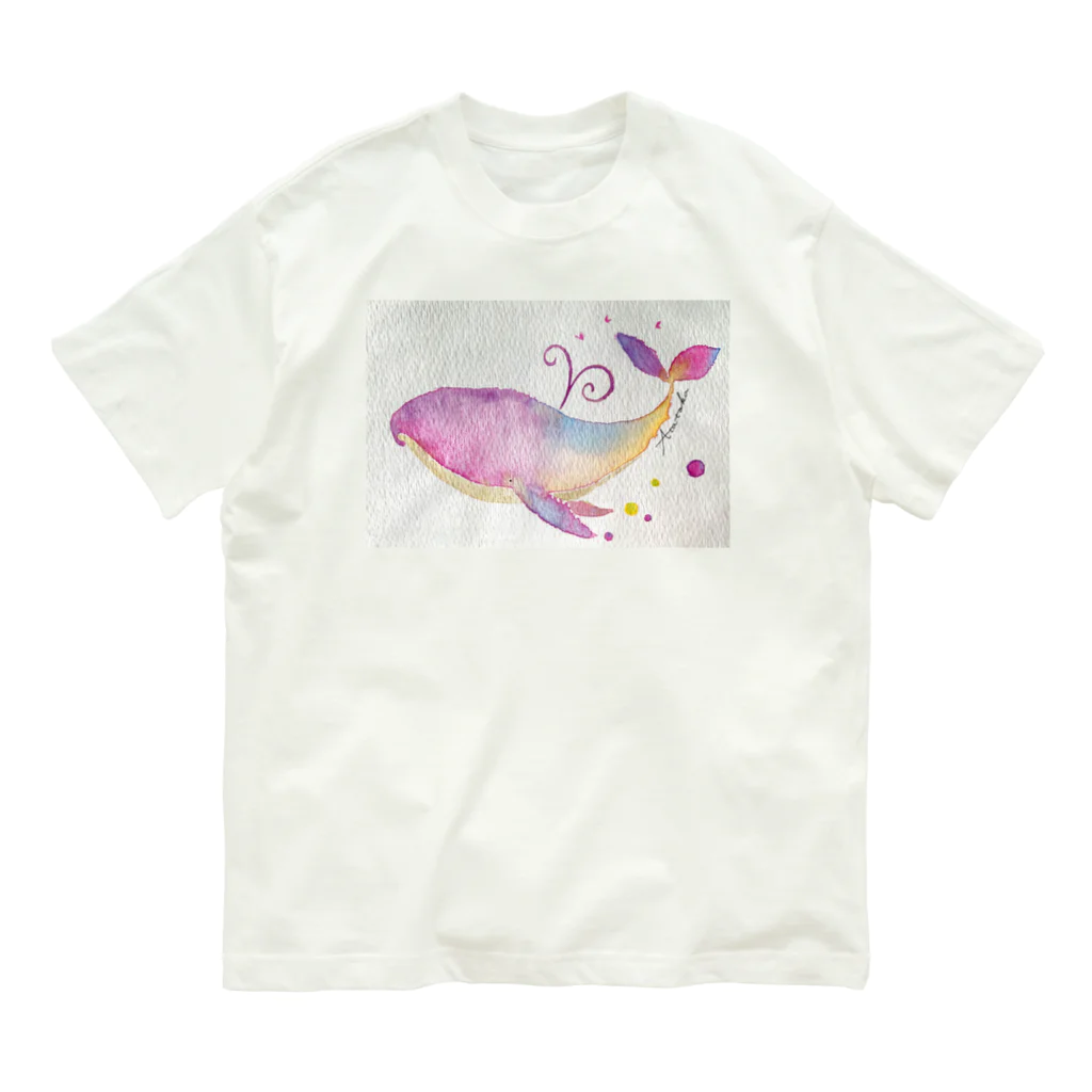 暖暖あたたかの虹色くじら Organic Cotton T-Shirt