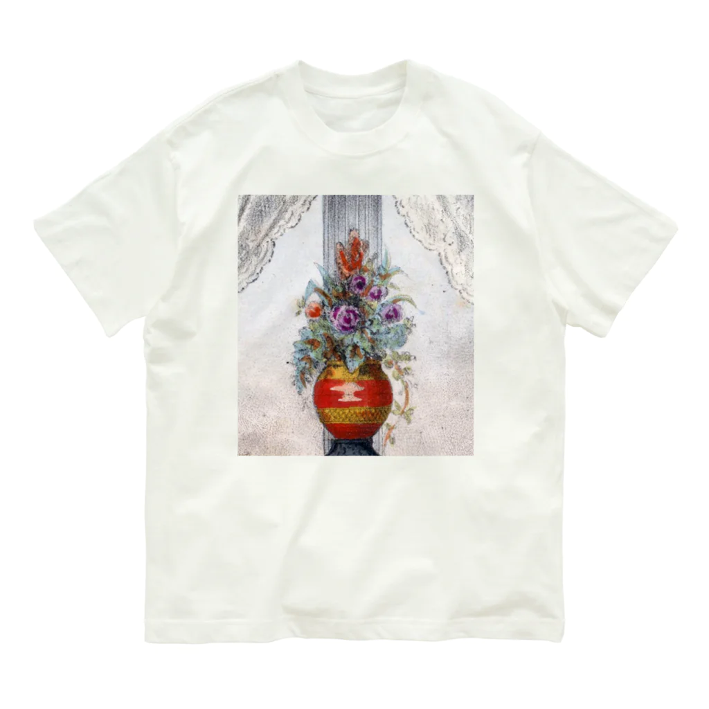 PALA's SHOP　cool、シュール、古風、和風、のflower arrangement　 オーガニックコットンTシャツ