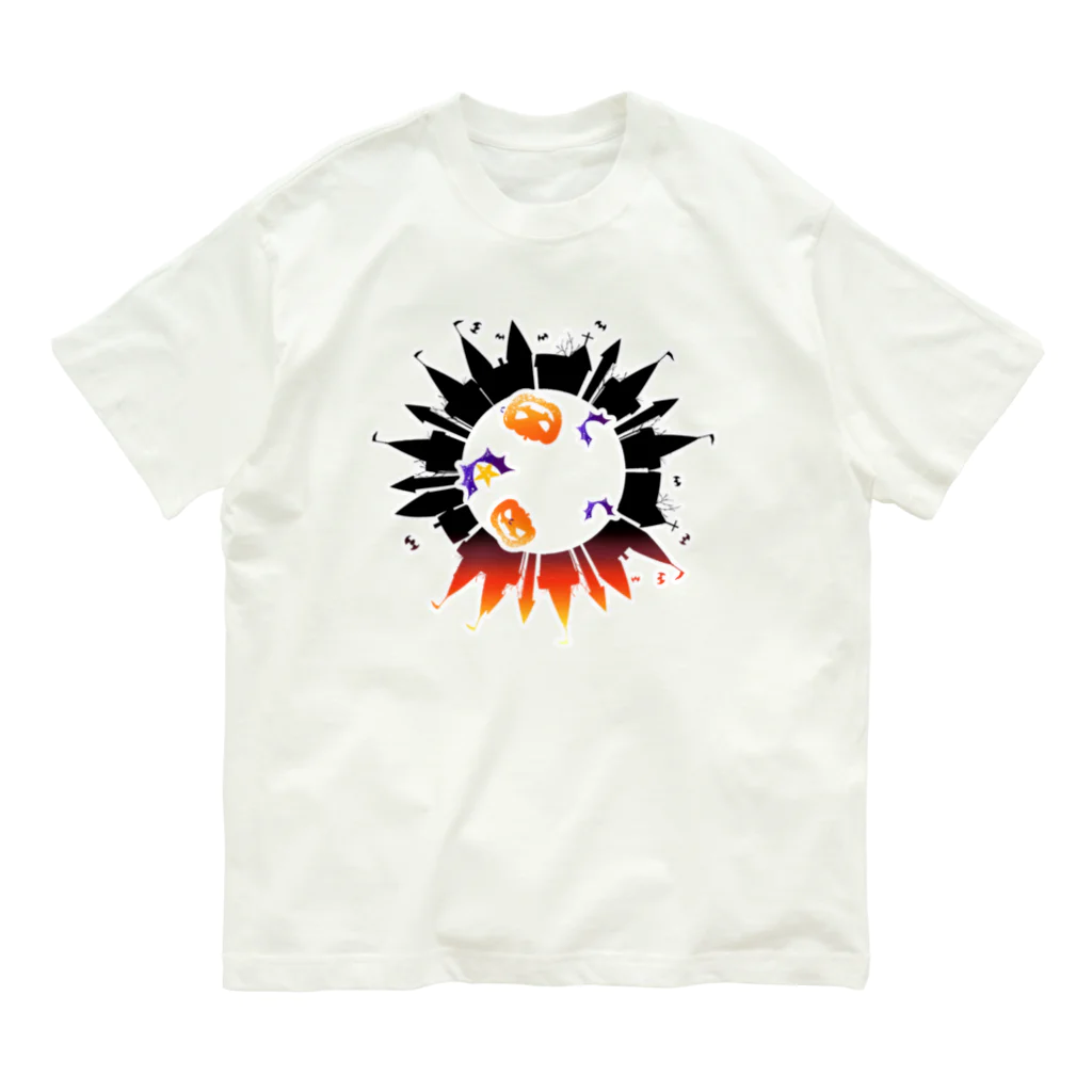 青林倉庫のハロウィンの街並みくん Organic Cotton T-Shirt