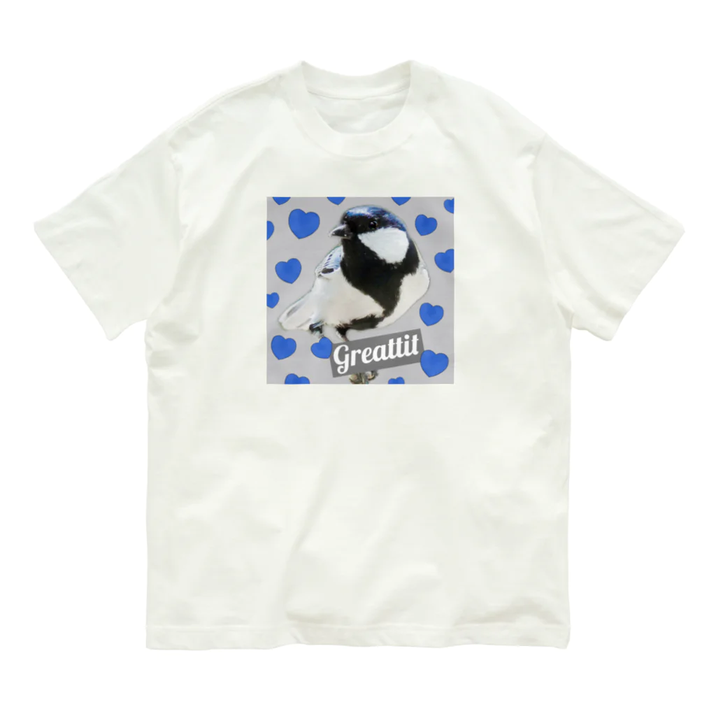 little bird..☆のシジュウカラのつっぴぃ☆ オーガニックコットンTシャツ