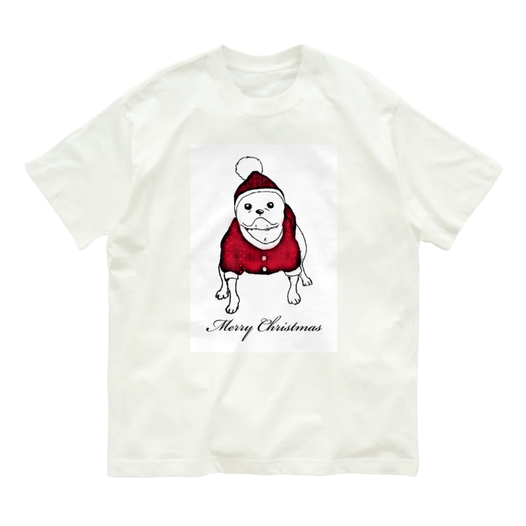 ナミノコ雑貨店のフレンチブルドッグ サンタ Organic Cotton T-Shirt