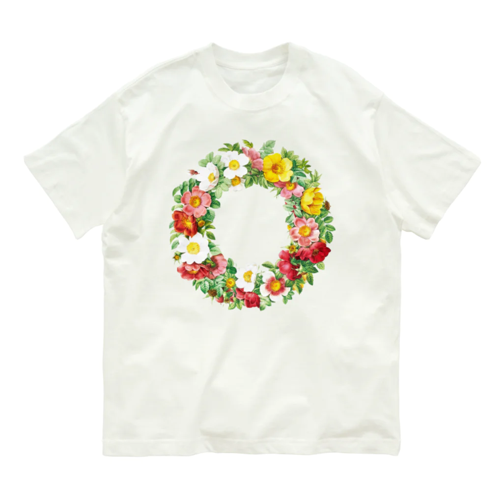 Hungry Freaksのバラの花輪 オーガニックコットンTシャツ