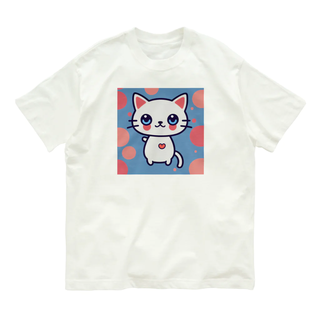 A31eの狛猫のミケ「はーとびーと」 Organic Cotton T-Shirt