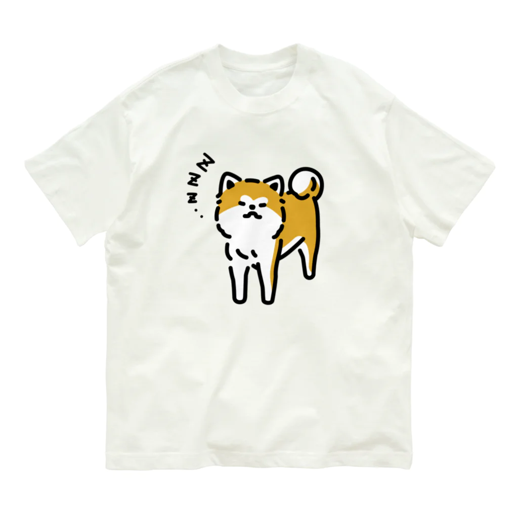 おもかわ〜おもしろい・かわいい専門店〜の立ち寝秋田犬 オーガニックコットンTシャツ