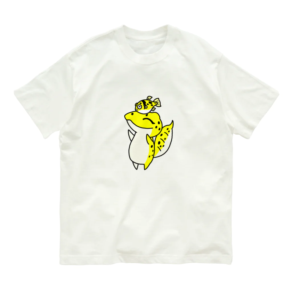 Pooyan'sのアベニーパファーとヒョウモントカゲモドキちゃん オーガニックコットンTシャツ